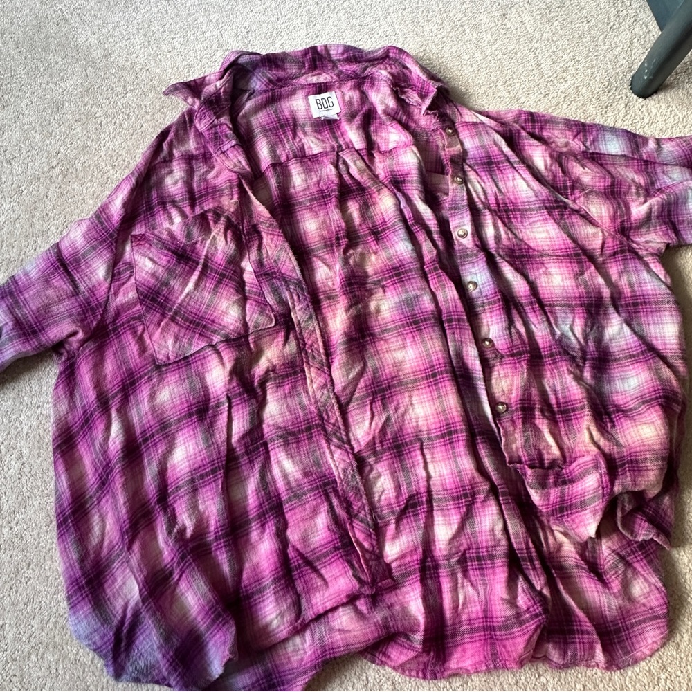 BDG urban outfitters pink oversized flannel